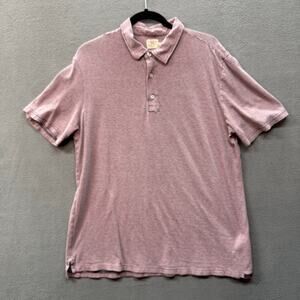 Faherty Striped Polo Short Sleeve Shirt Mens L Pink Navy Casual Preppy Cotton